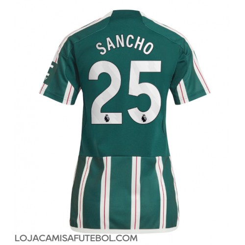 Camisa de Futebol Manchester United Jadon Sancho #25 Equipamento Secundário Mulheres 2023-24 Manga Curta